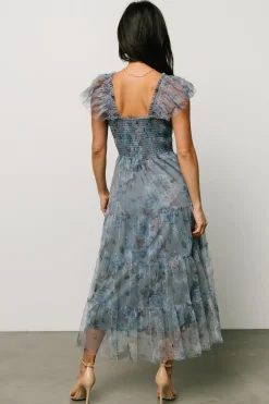 Discount Baltic Born Clementine Tulle Midi Dress | Dusty Blue Floral