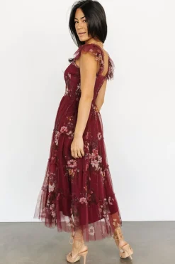 Discount Baltic Born Clementine Tulle Midi Dress | Wine Multi