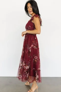 Discount Baltic Born Clementine Tulle Midi Dress | Wine Multi