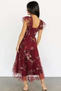 Discount Baltic Born Clementine Tulle Midi Dress | Wine Multi