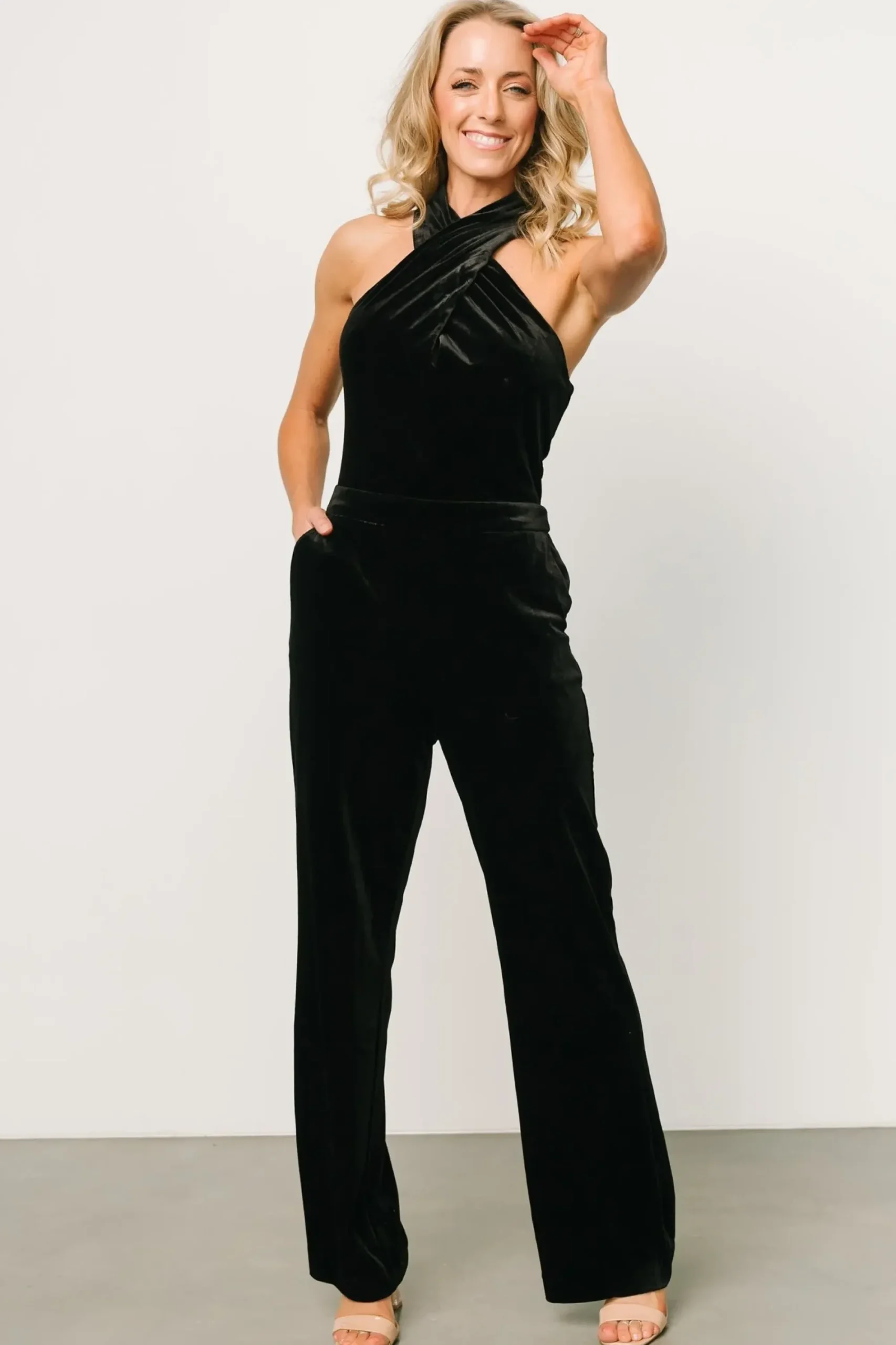 Discount Baltic Born Cleopatra Velvet Jumpsuit | Black