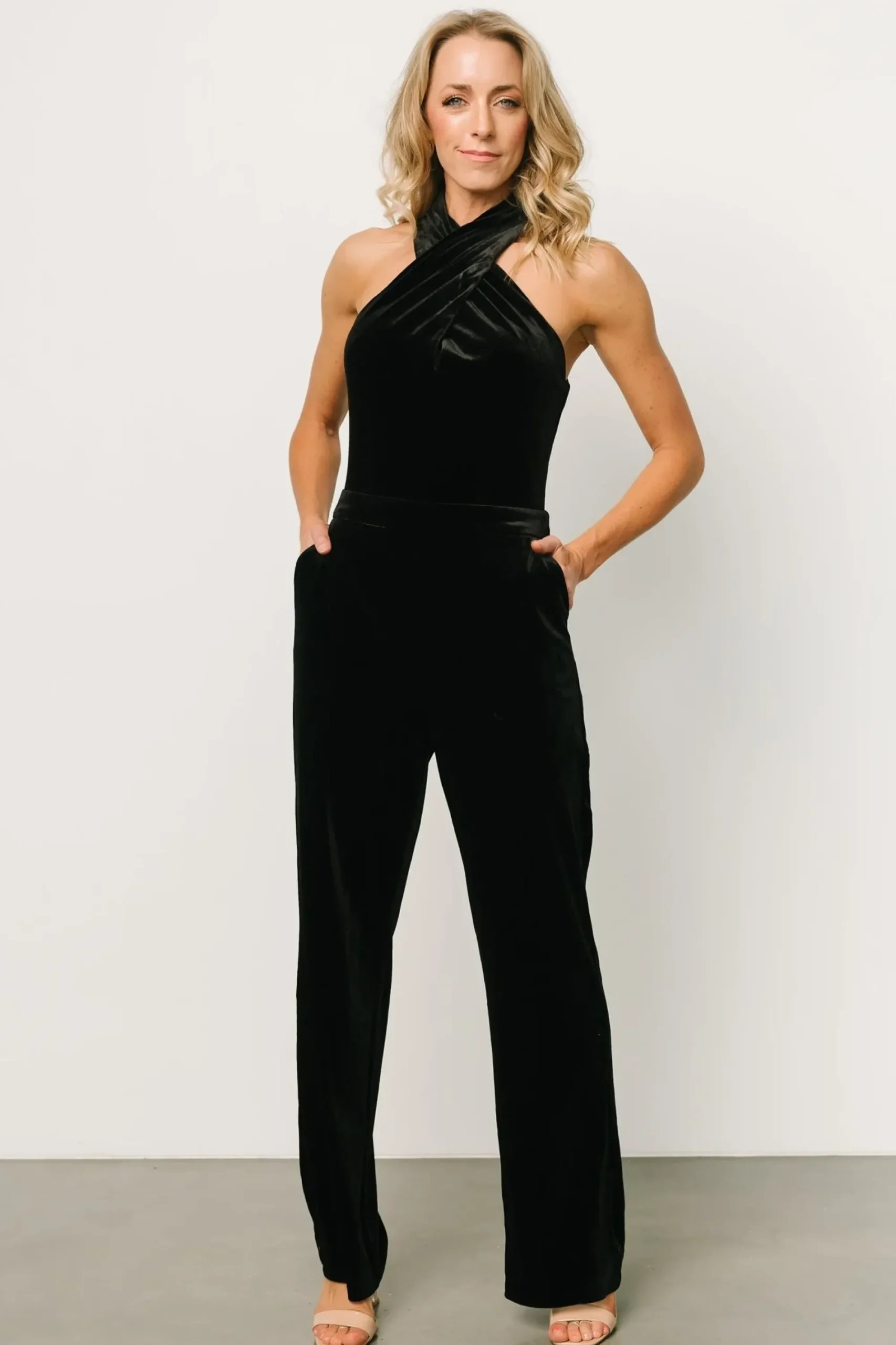Discount Baltic Born Cleopatra Velvet Jumpsuit | Black