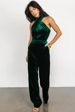 Clearance Baltic Born Cleopatra Velvet Jumpsuit | Dark Green