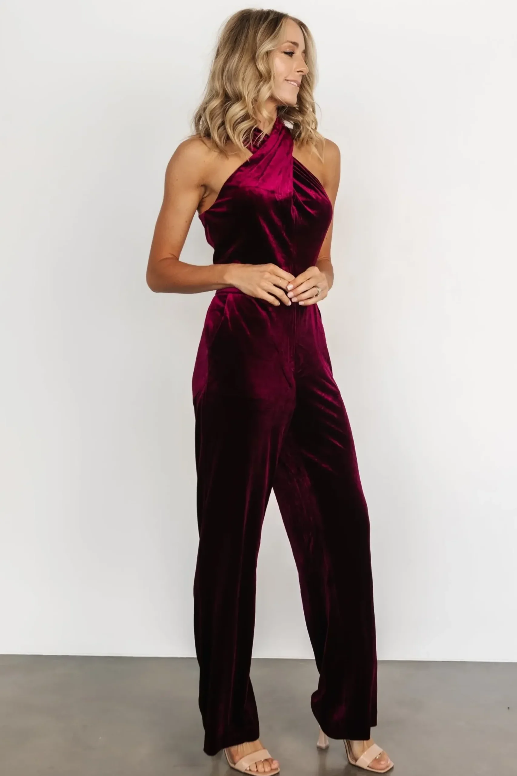 Clearance Baltic Born Cleopatra Velvet Jumpsuit | Burgundy