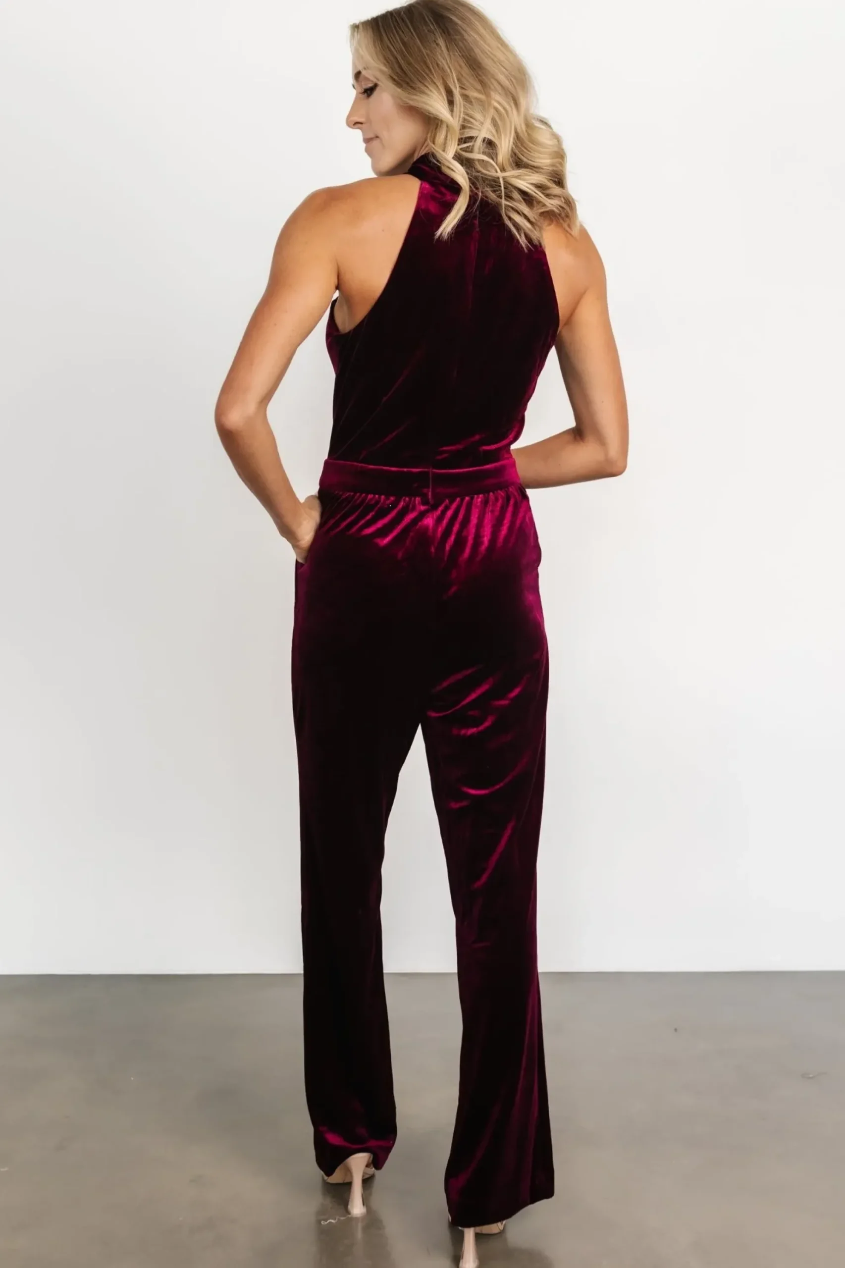 Clearance Baltic Born Cleopatra Velvet Jumpsuit | Burgundy