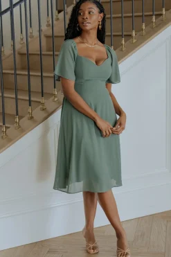 Sale Baltic Born Colette Sweetheart Midi Dress | Dark Sage