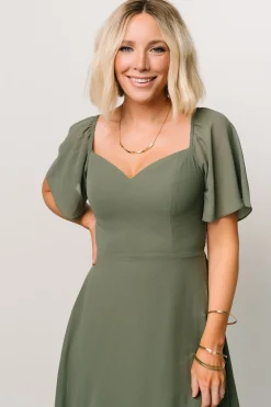 Sale Baltic Born Colette Sweetheart Midi Dress | Dark Sage