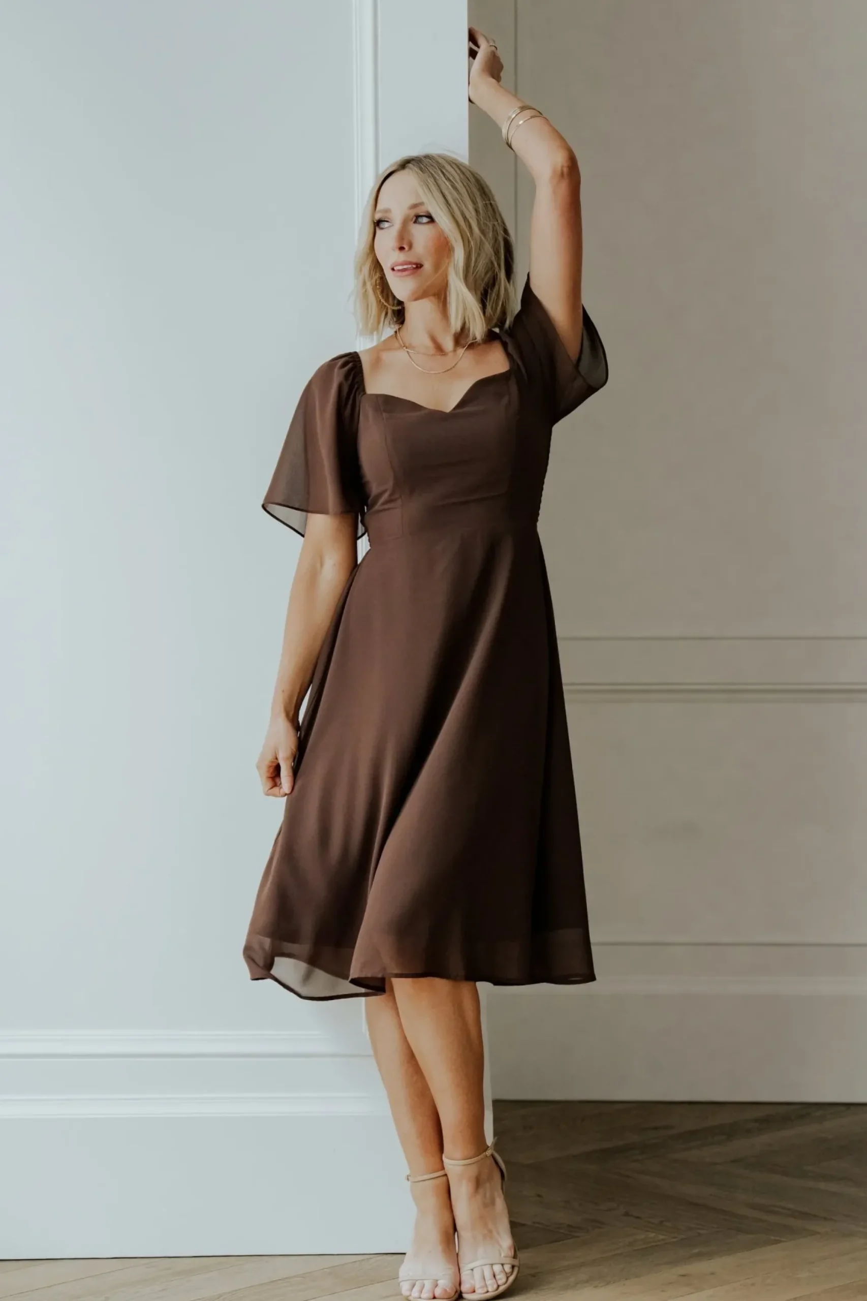 Sale Baltic Born Colette Sweetheart Midi Dress | Espresso