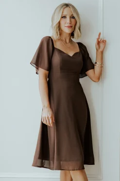 Sale Baltic Born Colette Sweetheart Midi Dress | Espresso