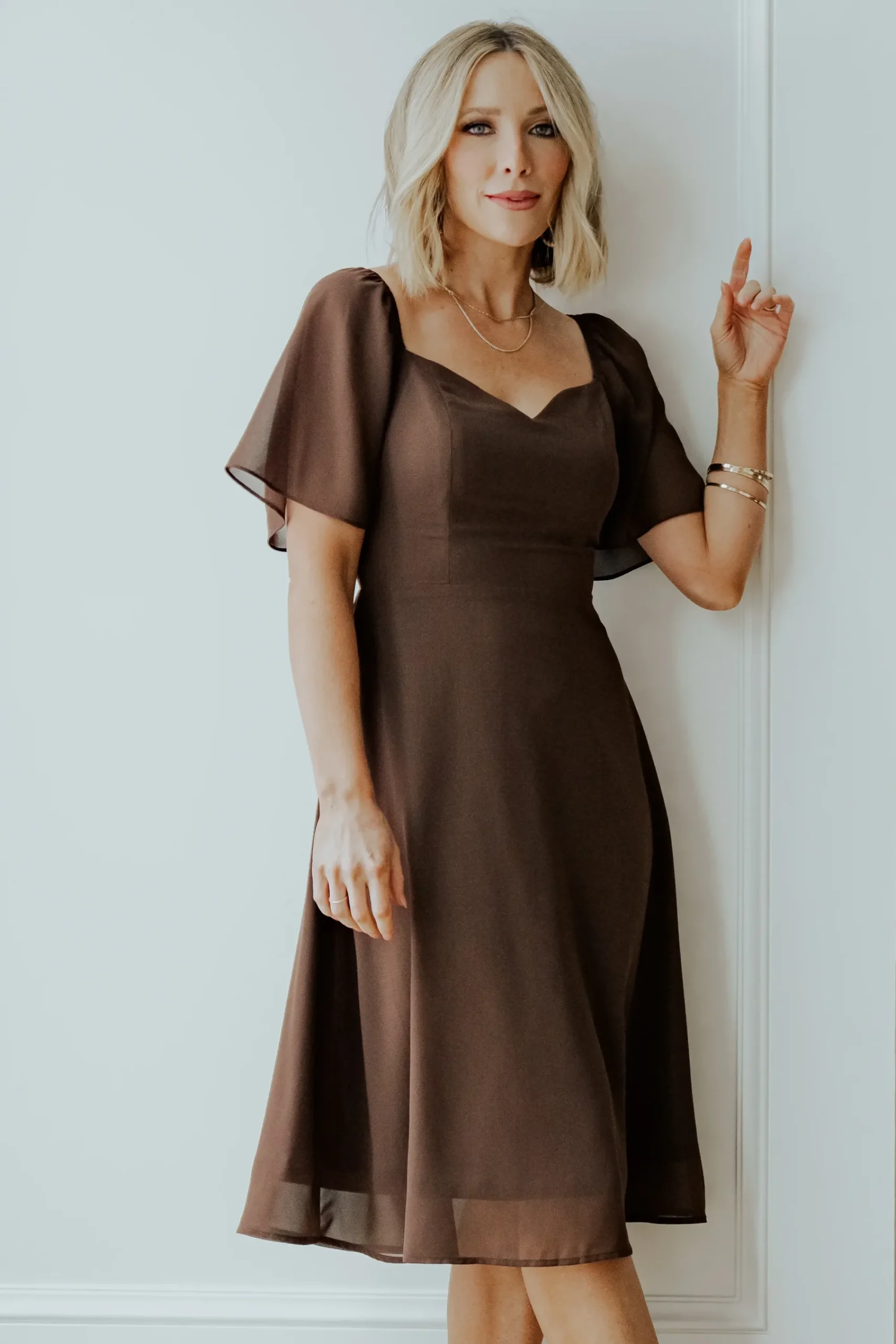 Sale Baltic Born Colette Sweetheart Midi Dress | Espresso