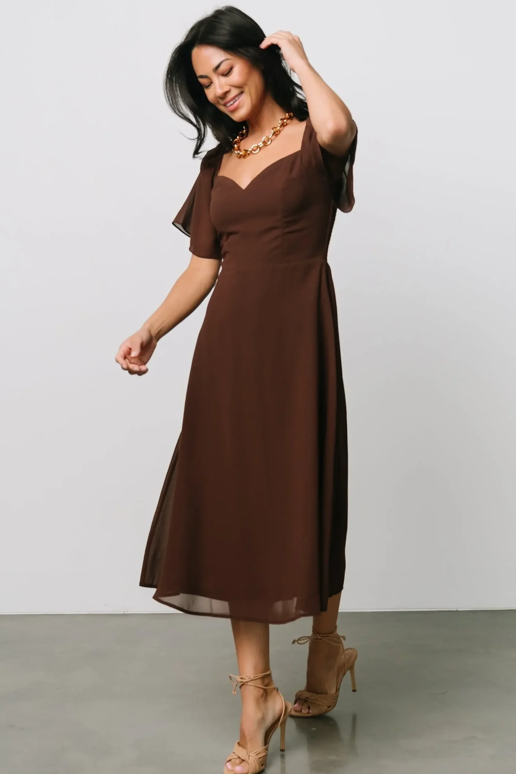 Sale Baltic Born Colette Sweetheart Midi Dress | Espresso