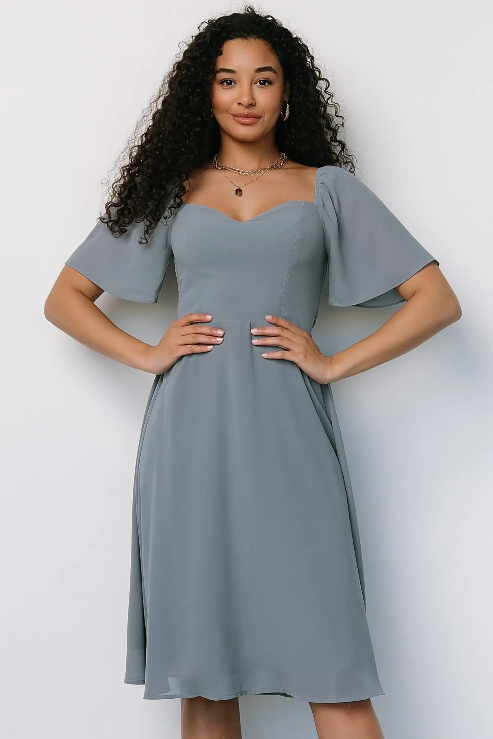 Best Baltic Born Colette Sweetheart Midi Dress | Dusty Blue