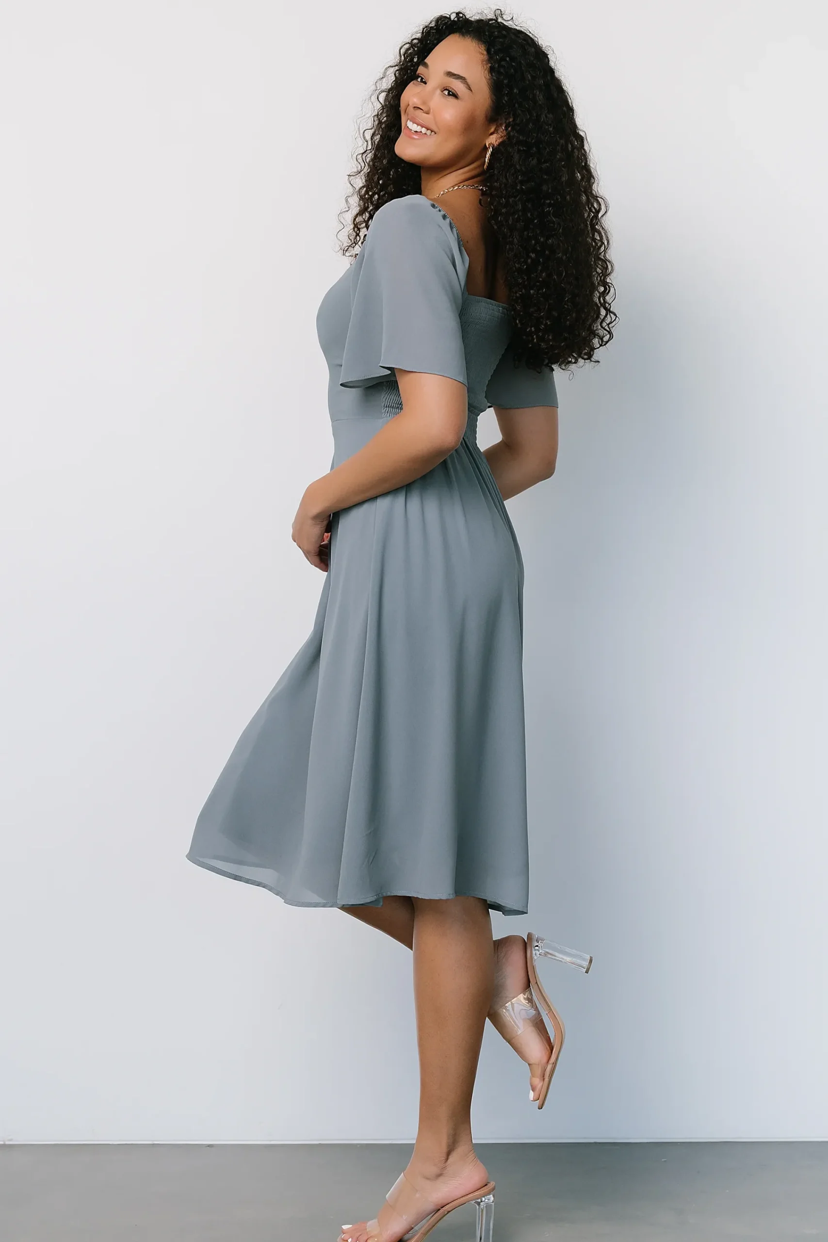 Best Baltic Born Colette Sweetheart Midi Dress | Dusty Blue
