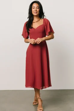 New Baltic Born Colette Sweetheart Midi Dress | Terracotta