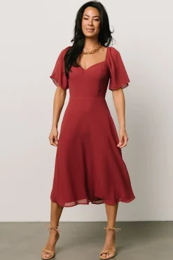 New Baltic Born Colette Sweetheart Midi Dress | Terracotta