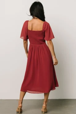New Baltic Born Colette Sweetheart Midi Dress | Terracotta