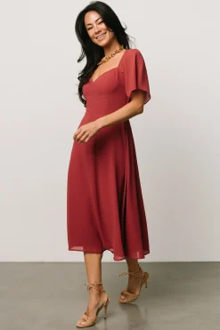 New Baltic Born Colette Sweetheart Midi Dress | Terracotta