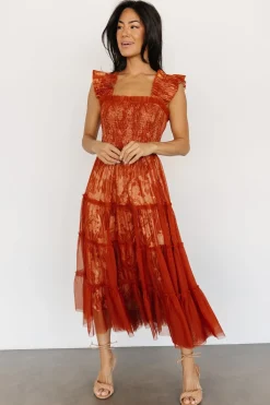 Best Baltic Born Cora Smocked Tulle Dress | Rust Floral