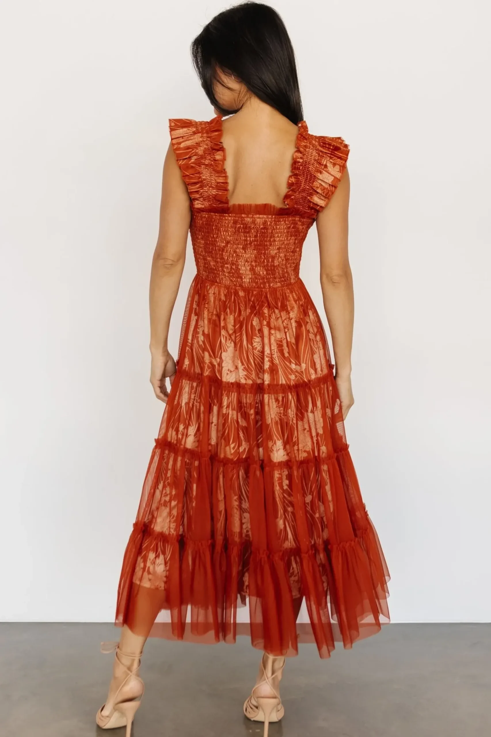 Best Baltic Born Cora Smocked Tulle Dress | Rust Floral