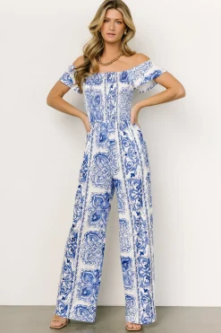 Online Baltic Born Cordelia Off Shoulder Jumpsuit | Blue + White