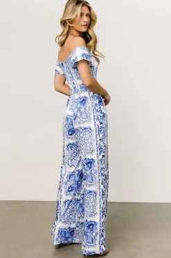 Online Baltic Born Cordelia Off Shoulder Jumpsuit | Blue + White