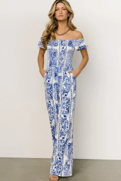 Online Baltic Born Cordelia Off Shoulder Jumpsuit | Blue + White