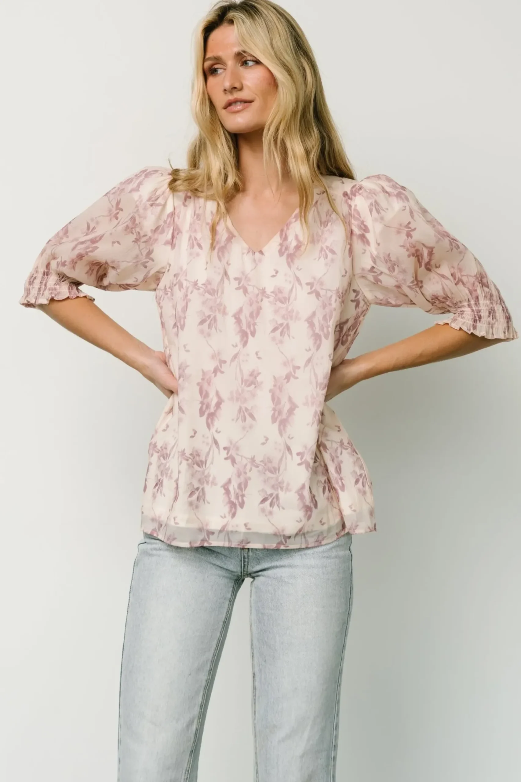Best Baltic Born Cordova Top | Beige + Mauve Floral