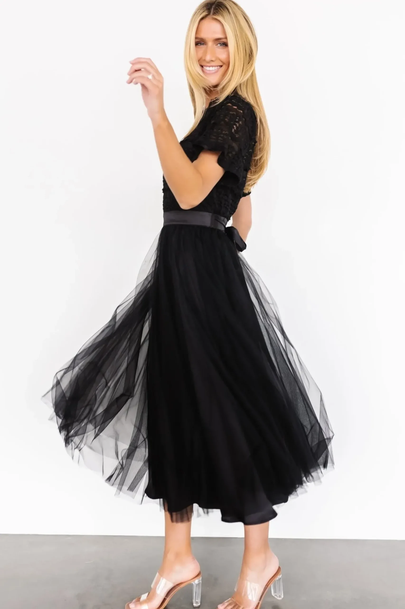 Outlet Baltic Born Darcy Tulle Midi Dress | Black