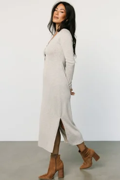 Online Baltic Born Denver Ribbed Midi Dress | Light Gray