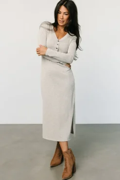 Online Baltic Born Denver Ribbed Midi Dress | Light Gray