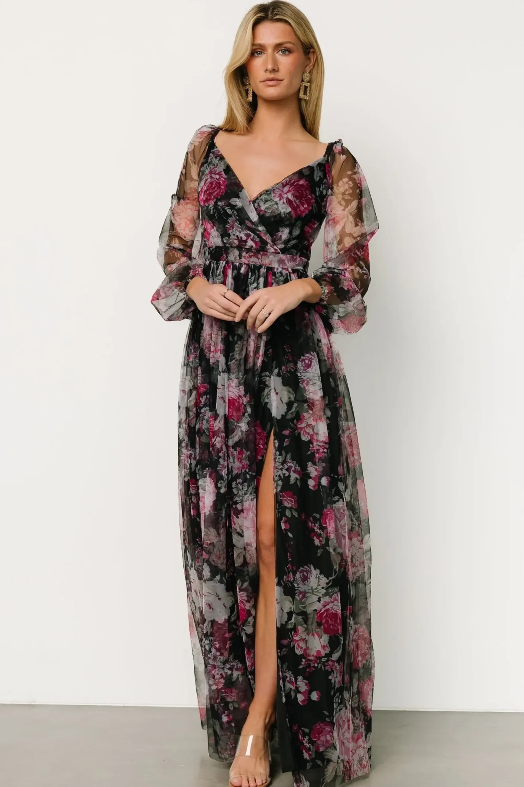 Outlet Baltic Born Desiree Tulle Maxi Dress | Black Floral