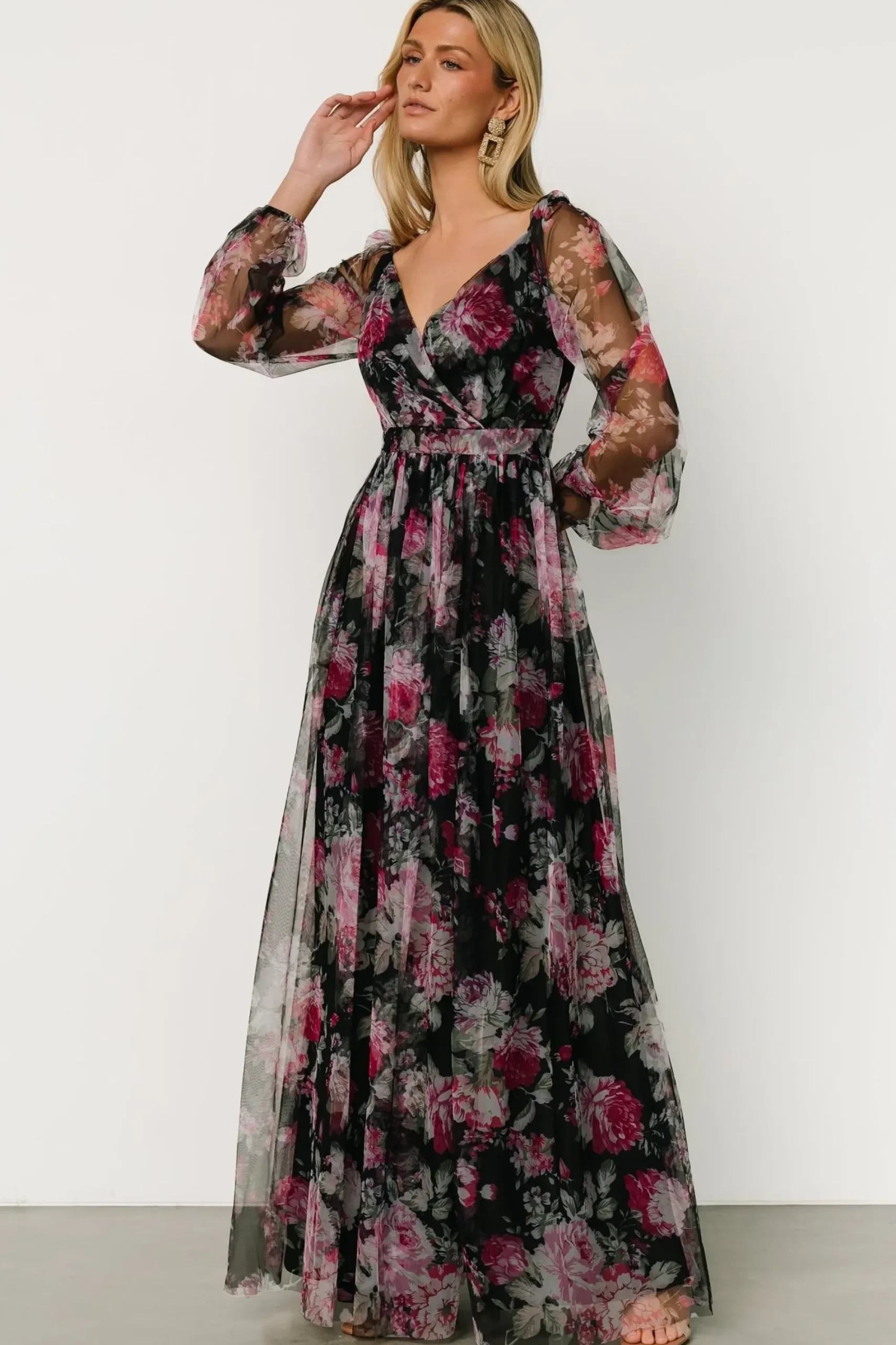 Outlet Baltic Born Desiree Tulle Maxi Dress | Black Floral