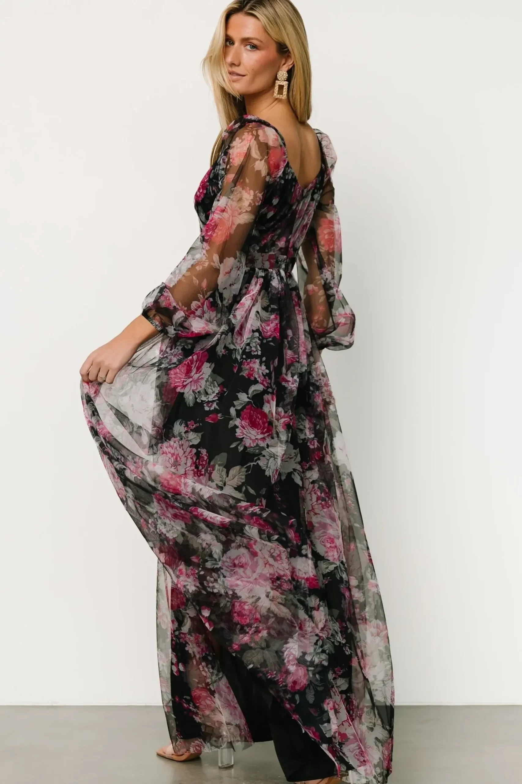 Outlet Baltic Born Desiree Tulle Maxi Dress | Black Floral
