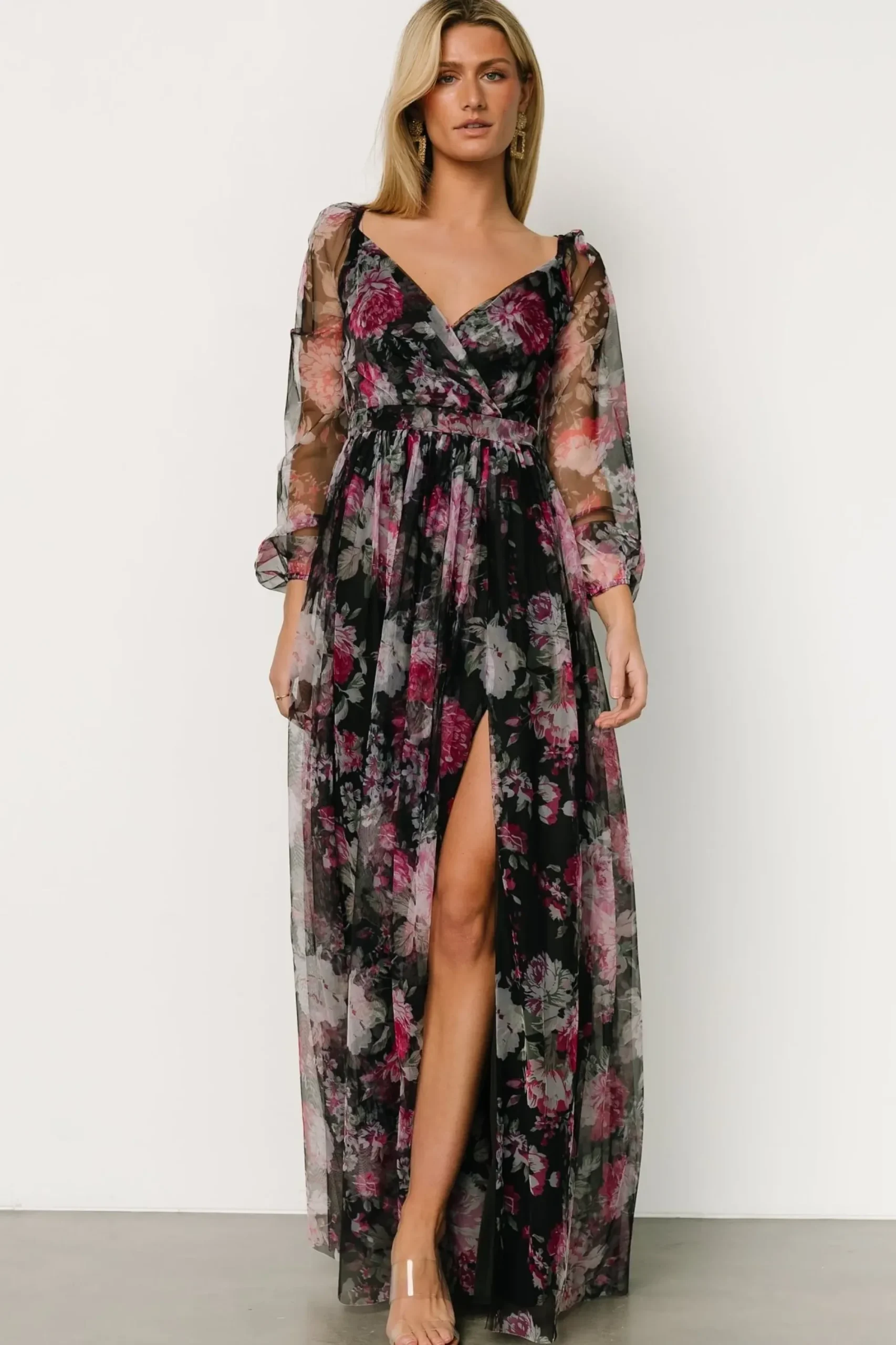 Outlet Baltic Born Desiree Tulle Maxi Dress | Black Floral