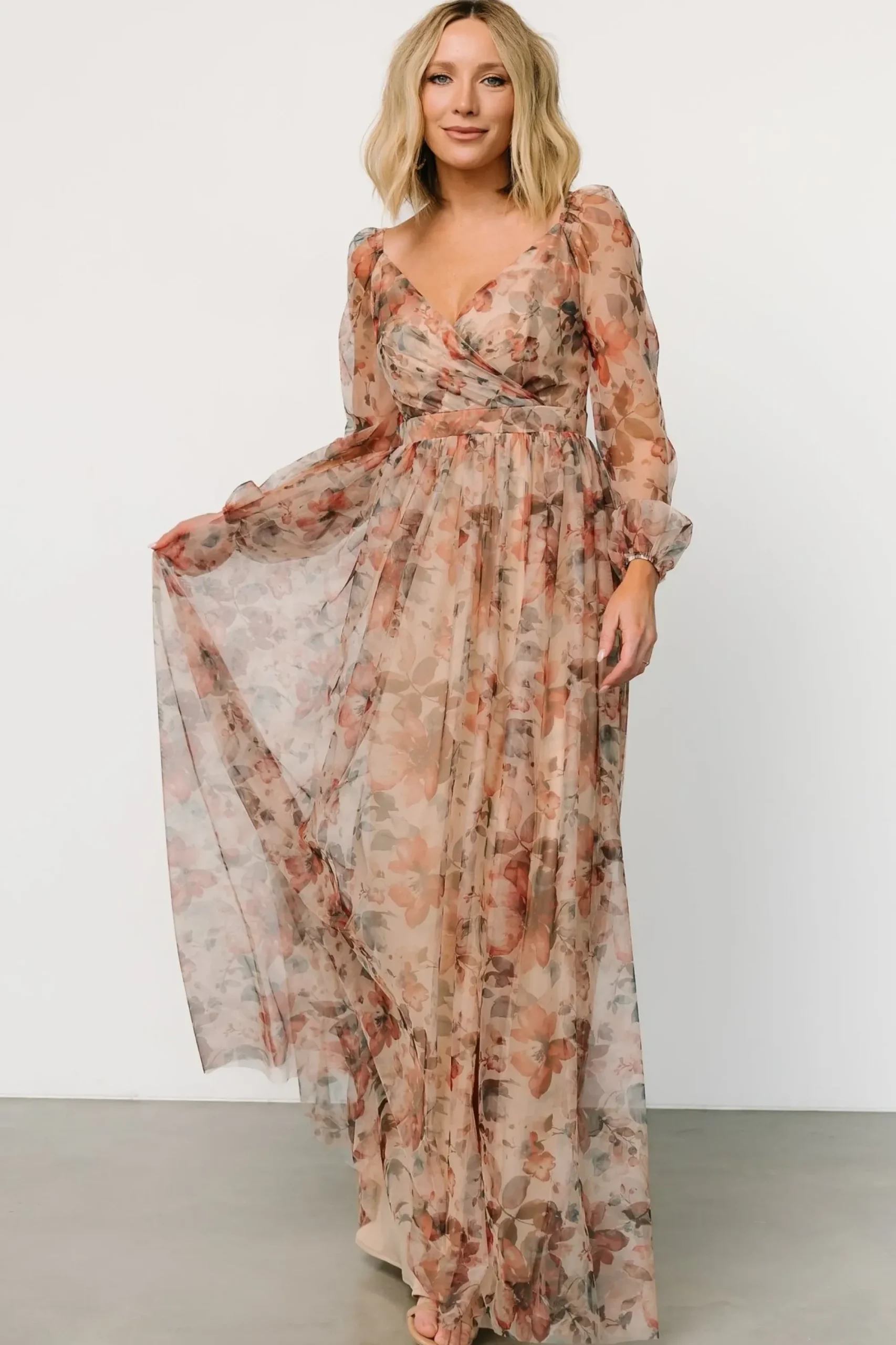 Outlet Baltic Born Desiree Tulle Maxi Dress | Taupe Floral