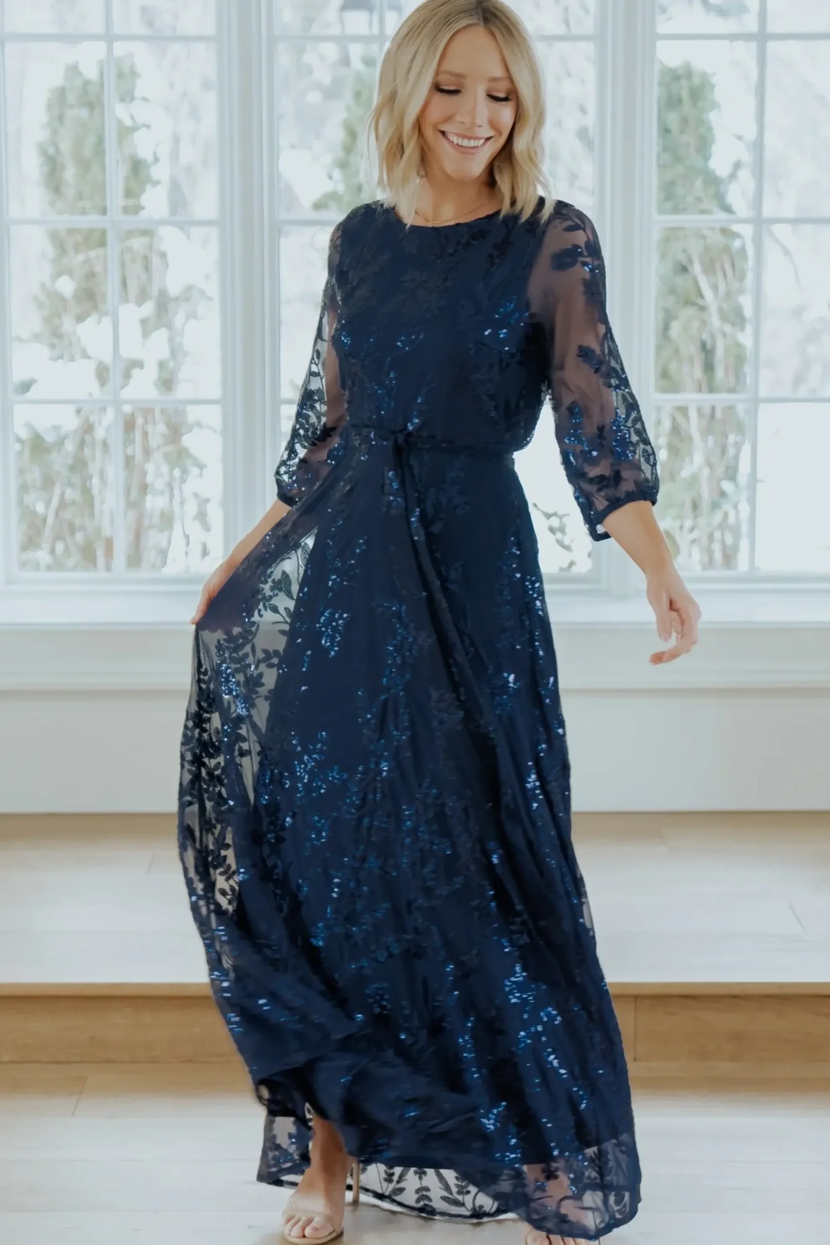 Hot Baltic Born Destiny Sequin Maxi Dress | Navy