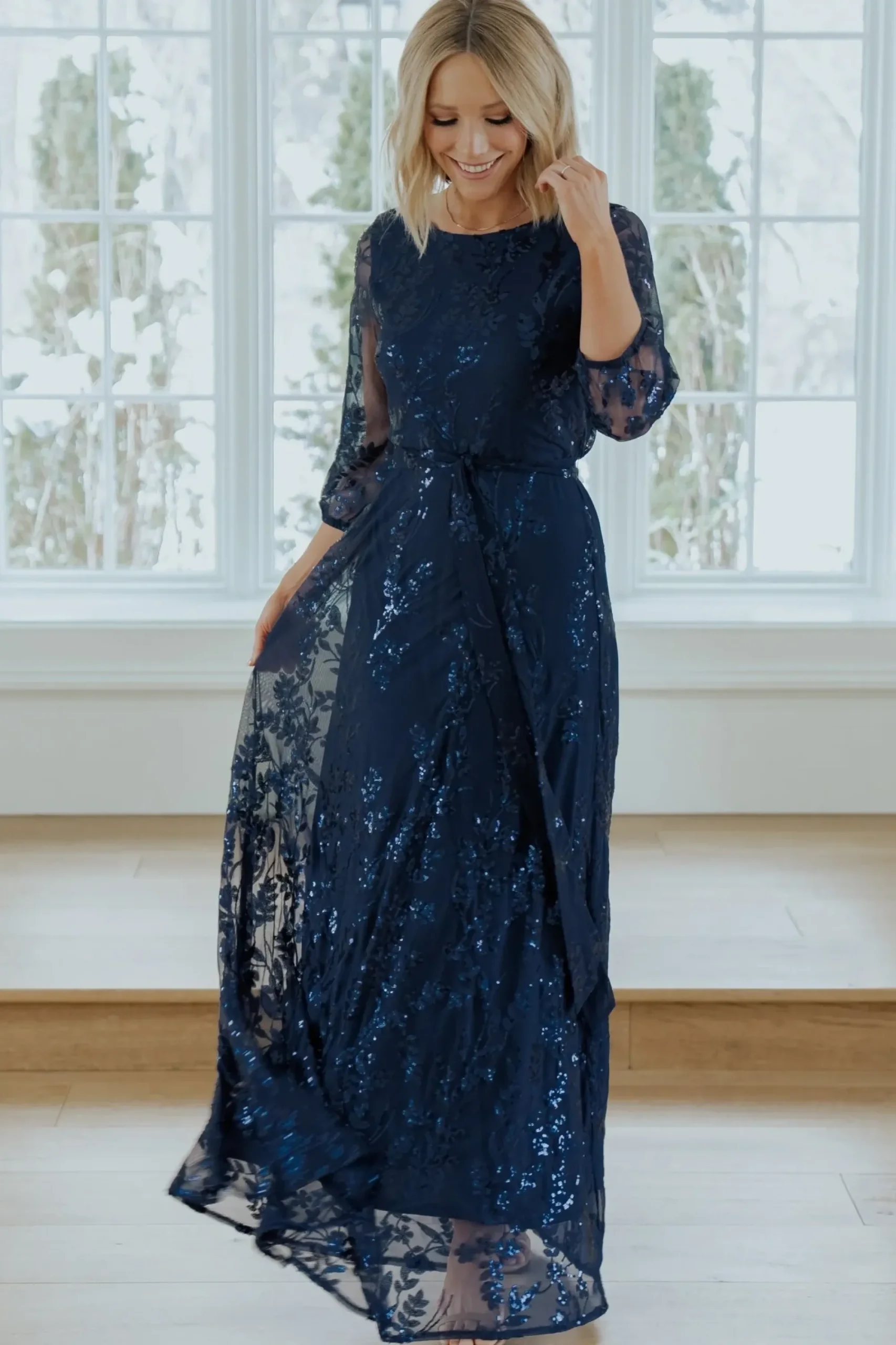 Hot Baltic Born Destiny Sequin Maxi Dress | Navy
