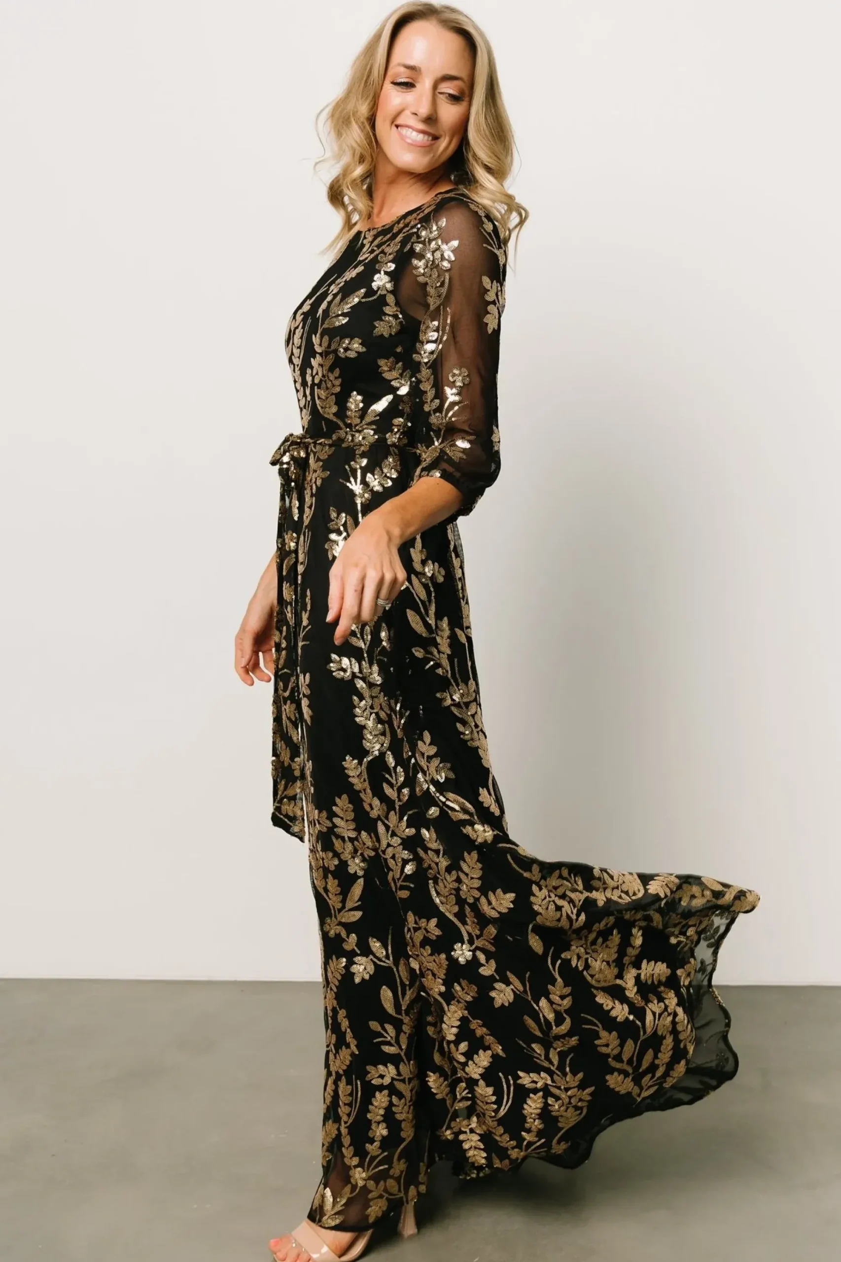Online Baltic Born Destiny Sequin Maxi Dress | Black + Gold