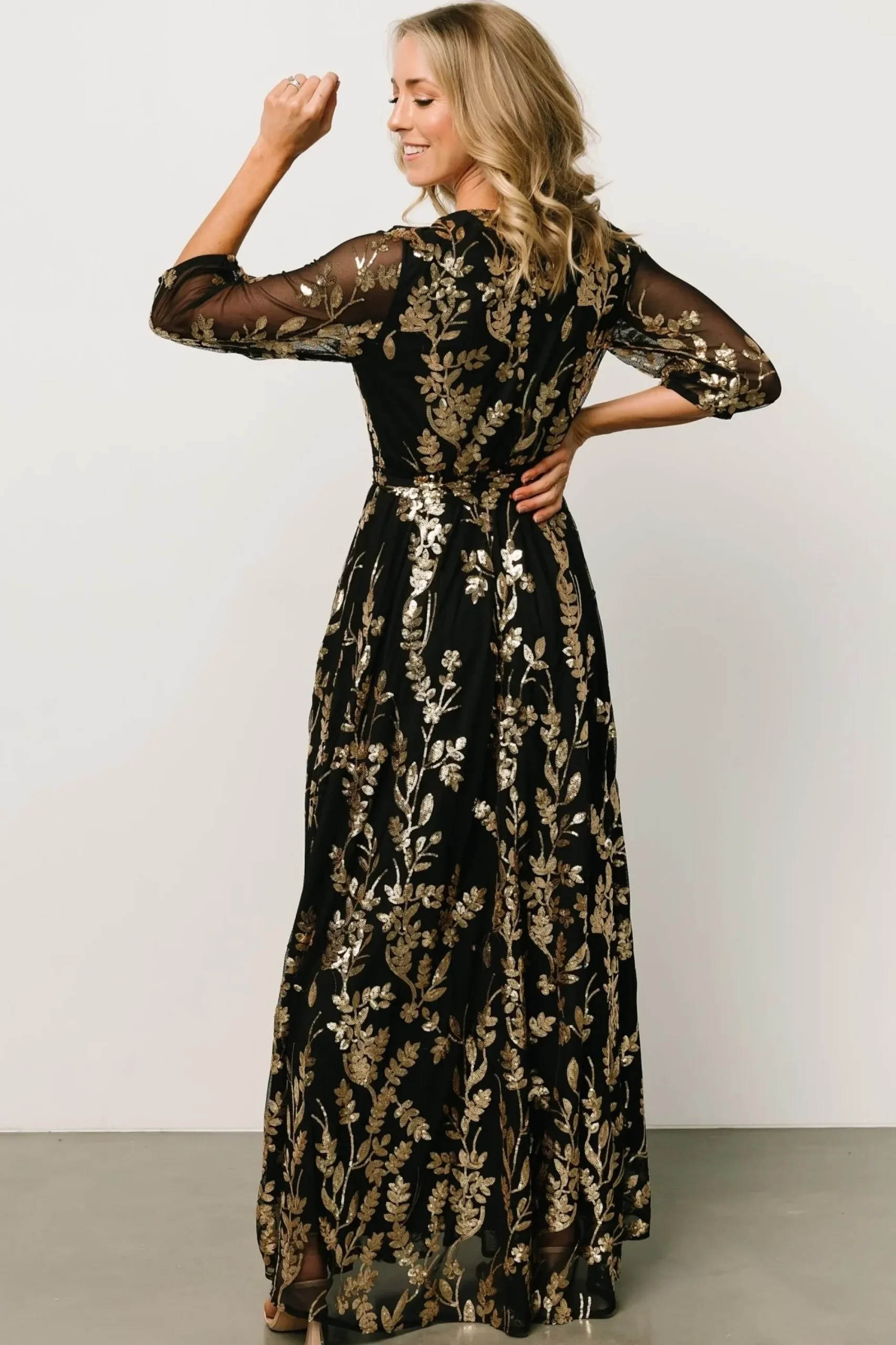 Online Baltic Born Destiny Sequin Maxi Dress | Black + Gold