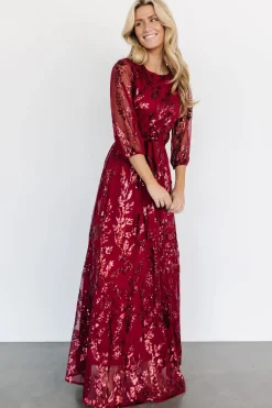 Clearance Baltic Born Destiny Sequin Maxi Dress | Wine