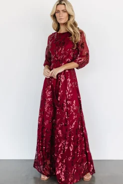 Clearance Baltic Born Destiny Sequin Maxi Dress | Wine