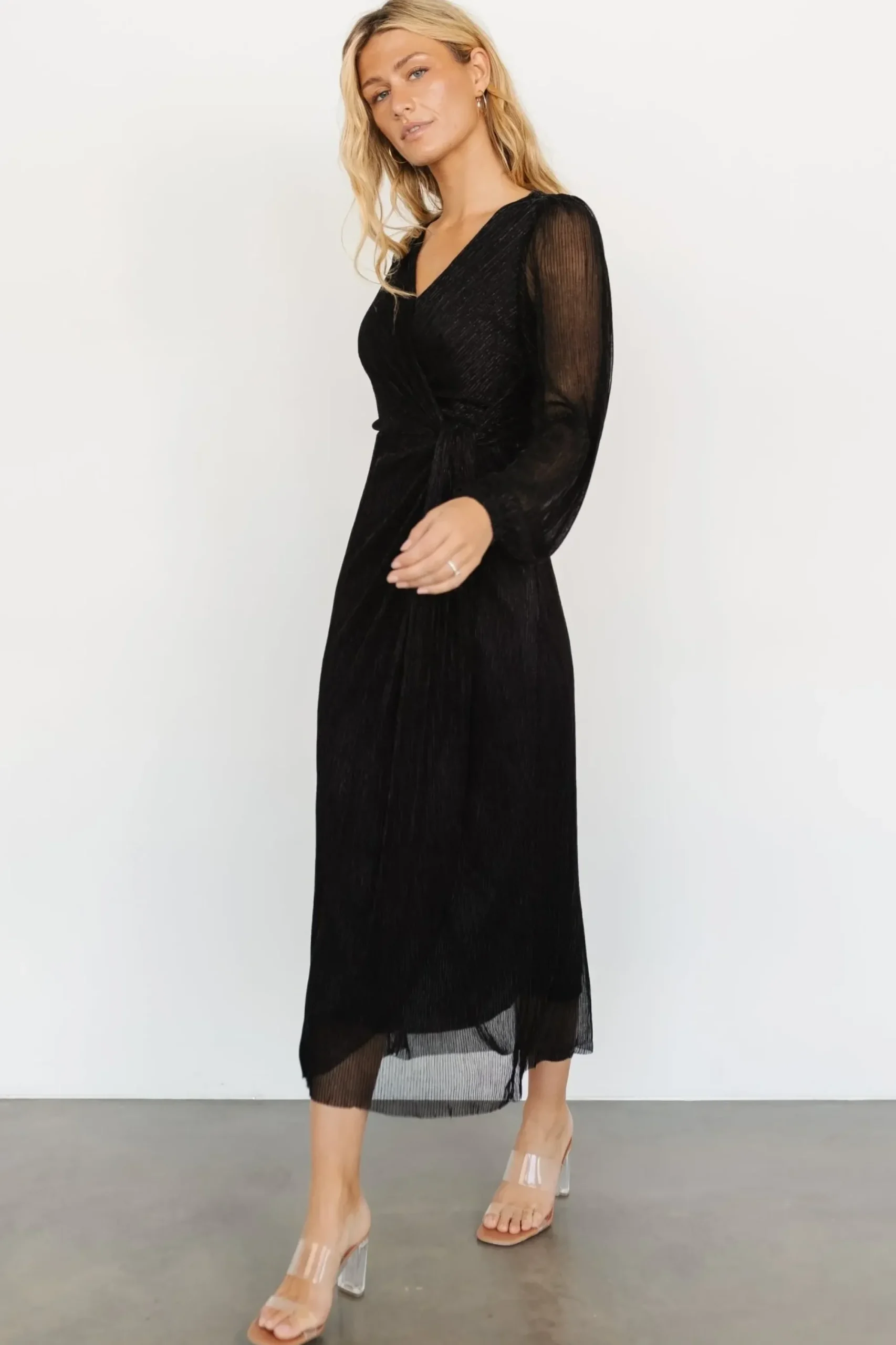 Discount Baltic Born Devlyn Pleated Dress | Black Shimmer