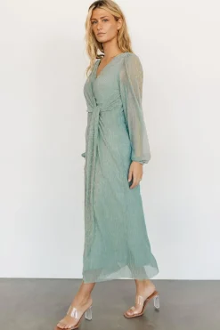 Clearance Baltic Born Devlyn Pleated Dress | Blue Sage Shimmer