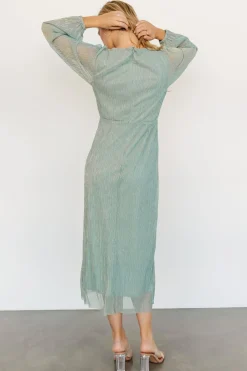 Clearance Baltic Born Devlyn Pleated Dress | Blue Sage Shimmer