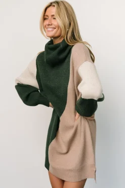 New Baltic Born Diego Sweater Dress | Hunter Green Multi