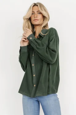 New Baltic Born Duke Button Up Top | Forest Green