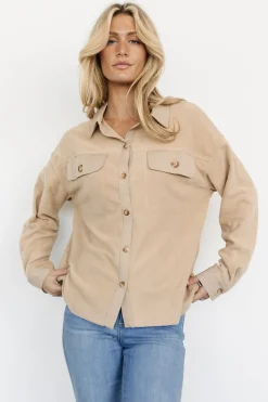 New Baltic Born Duke Button Up Top | Taupe