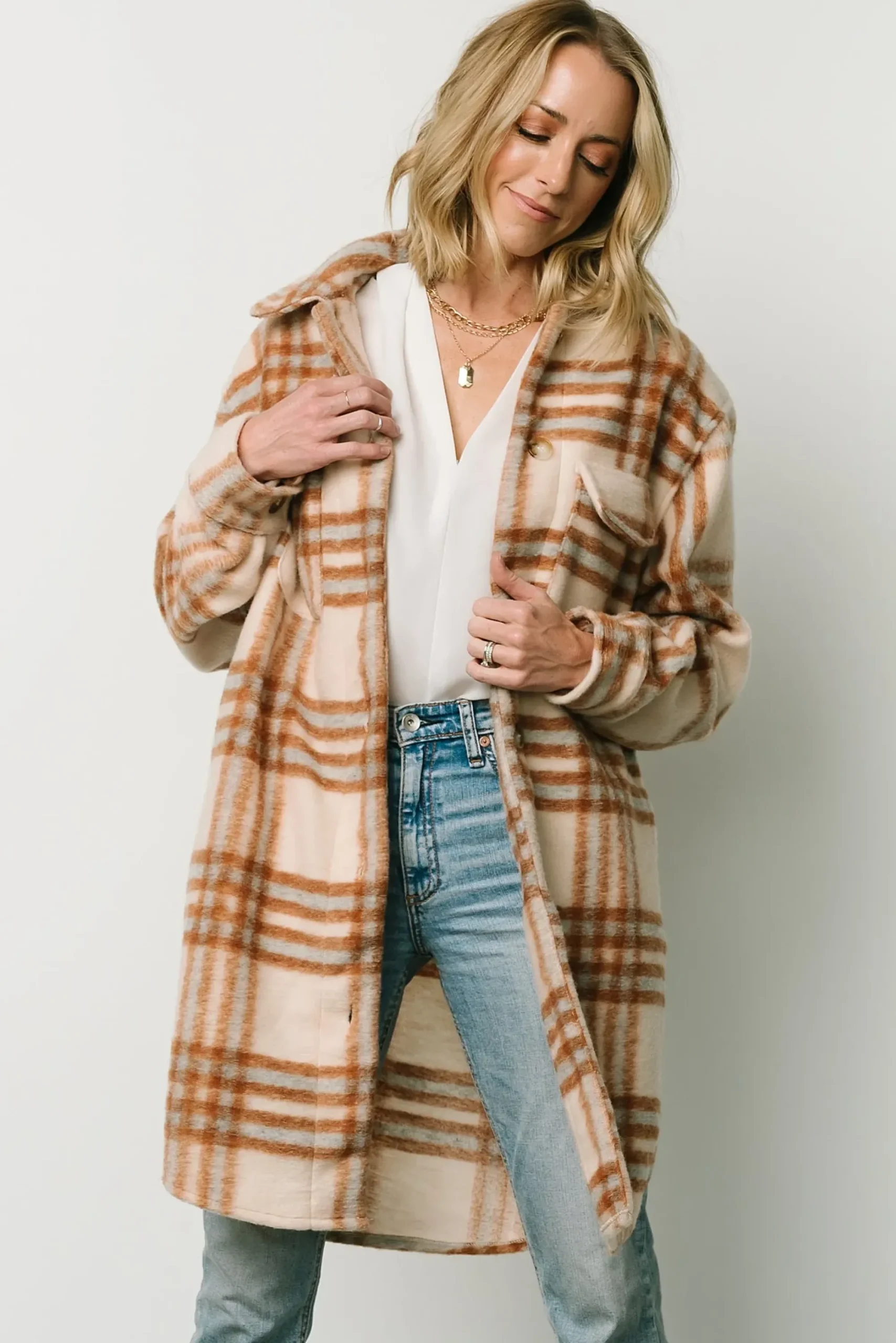 Fashion Baltic Born Durango Plaid Shacket | Oatmeal + Mocha