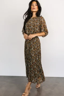 Outlet Baltic Born Eileen Pleated Dress | Midnight Garden Print