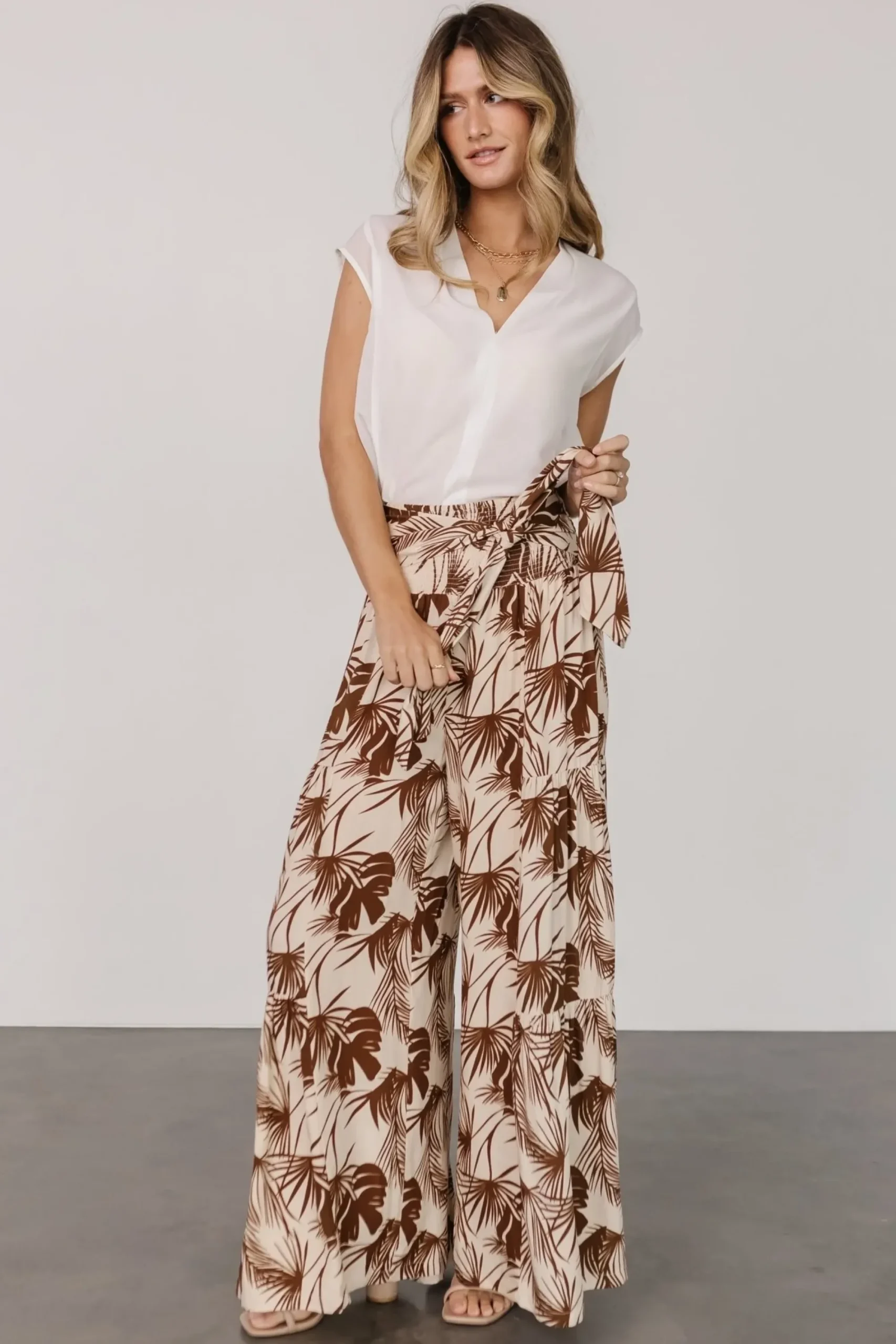 Sale Baltic Born Elin Flowy Pants | Cream + Mocha